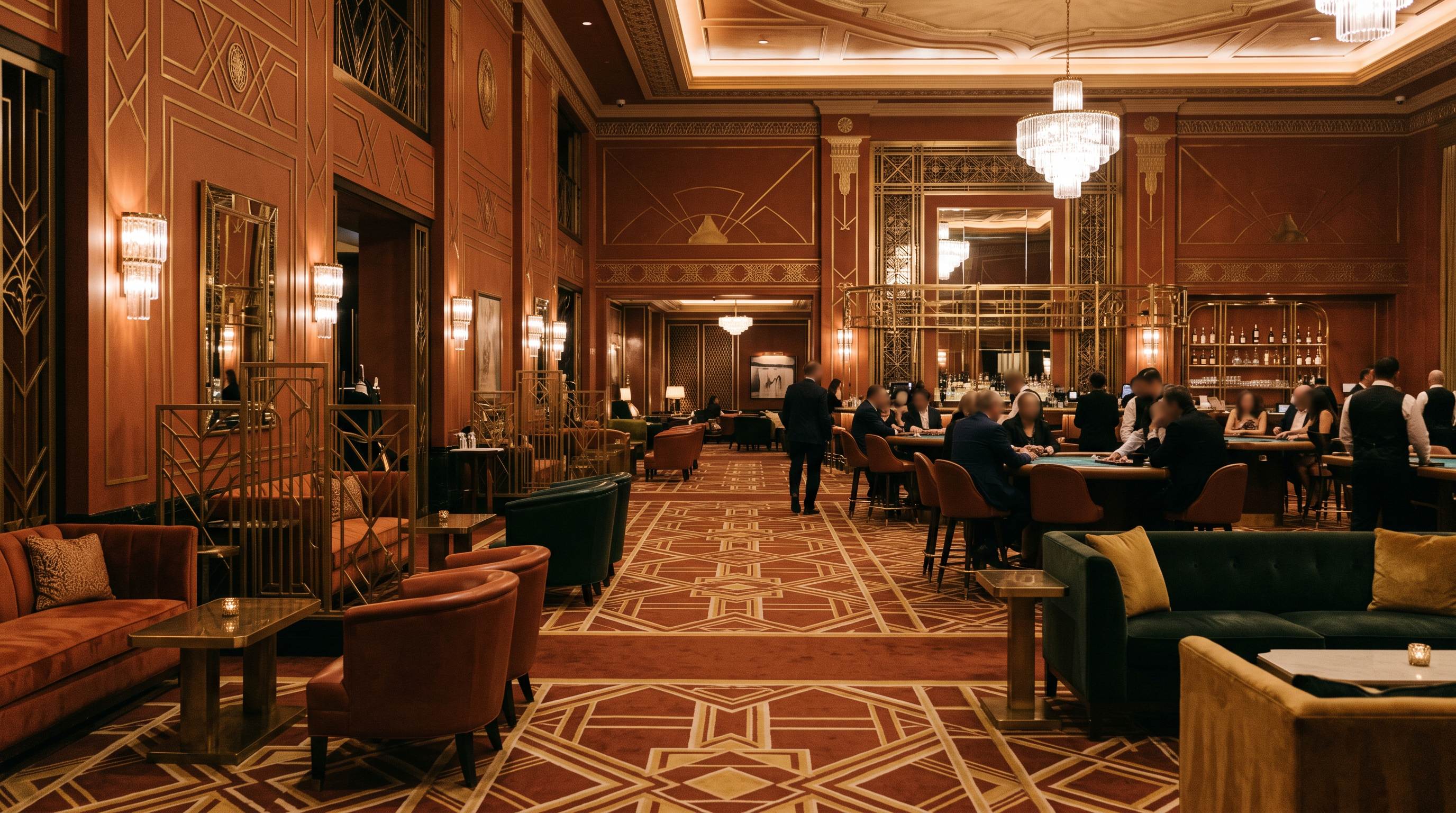 Interior del Salón Club con iluminación cálida